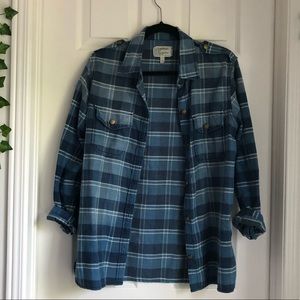 Blue Plaid Flannel Button Up